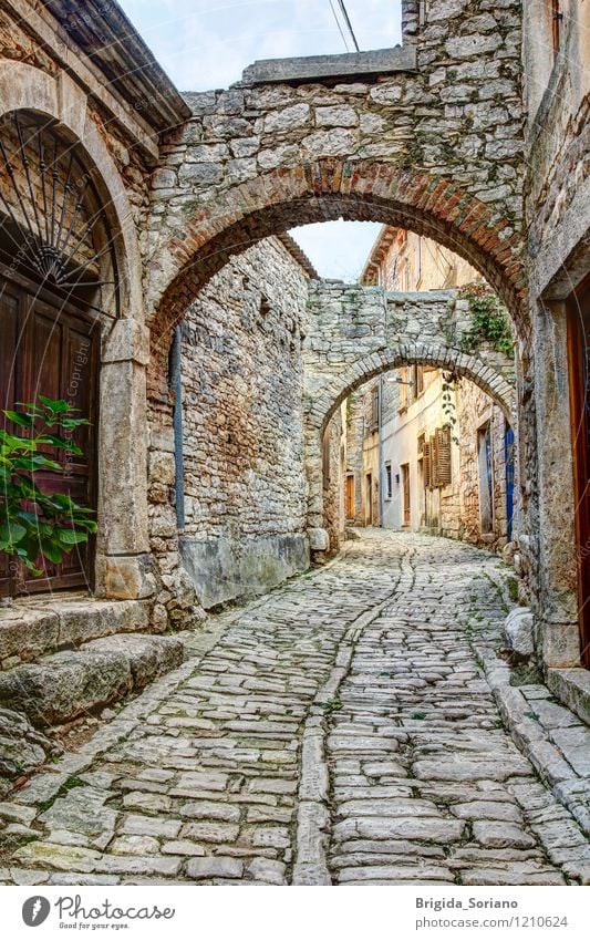 Typical street in Bale or Valle in Croatia Village Small Town Street Stone Old Esthetic Brown Gray Peaceful Calm Vacation & Travel Istria Alley Characteristic