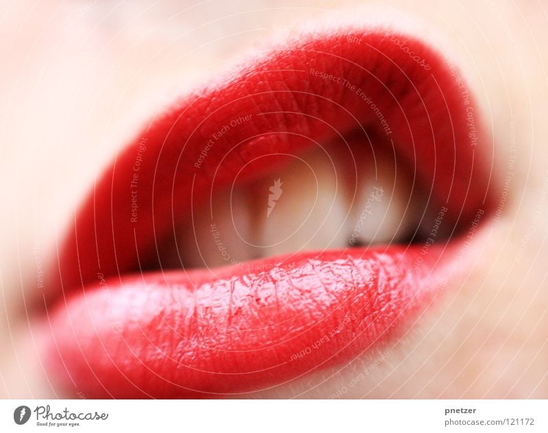 lips Woman Feminine Lipstick Beautiful Macro (Extreme close-up) Close-up lips red Mouth Teeth