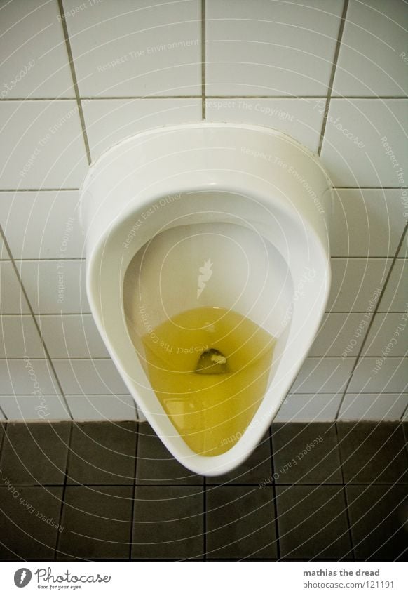 STUFFED Urinal Yellow Fluid White Pottery Suspended Urinate Clean Dirty Drainage Man Characteristic Disgust Open Round Bathroom Navigation Trust Toilet