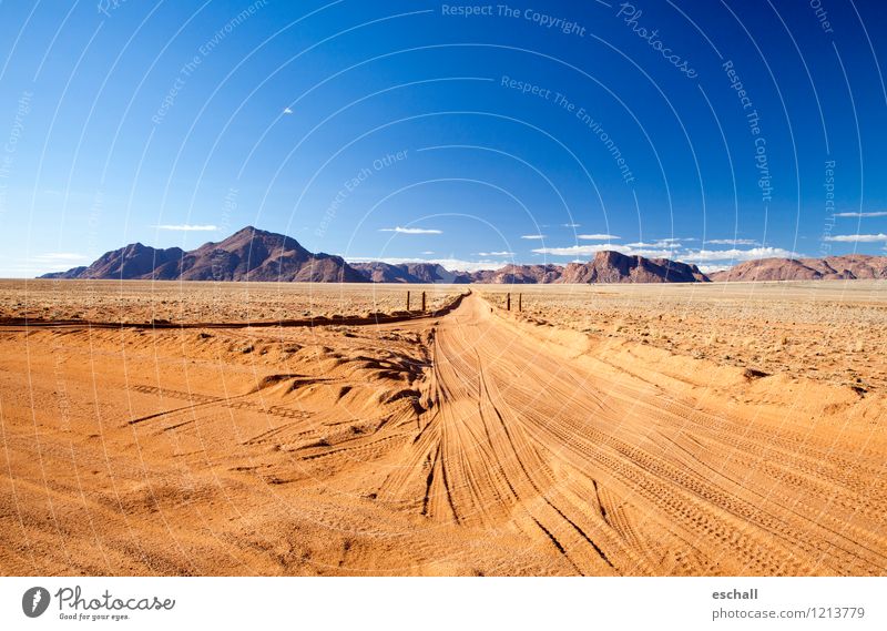 Desert Road Adventure Far-off places Freedom Safari Mountain Nature Landscape Earth Sand Sky Horizon Warmth Drought Traffic infrastructure Road traffic Motoring