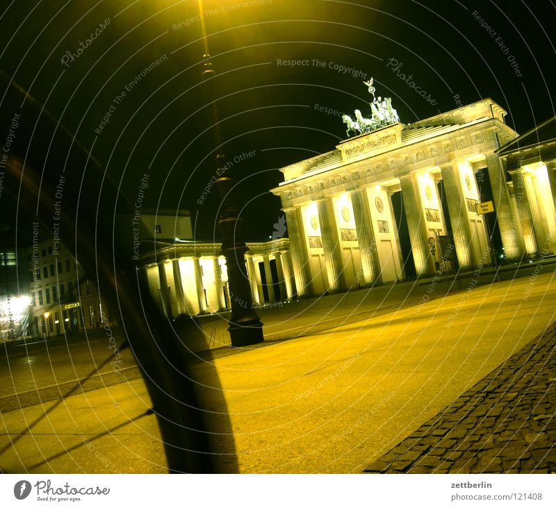 Brandenburg Gate Trip Tourism Marketing Classicism Landmark Pariser Platz Symbols and metaphors Wall (barrier) Night Night shot Lighting Illumination Berlin