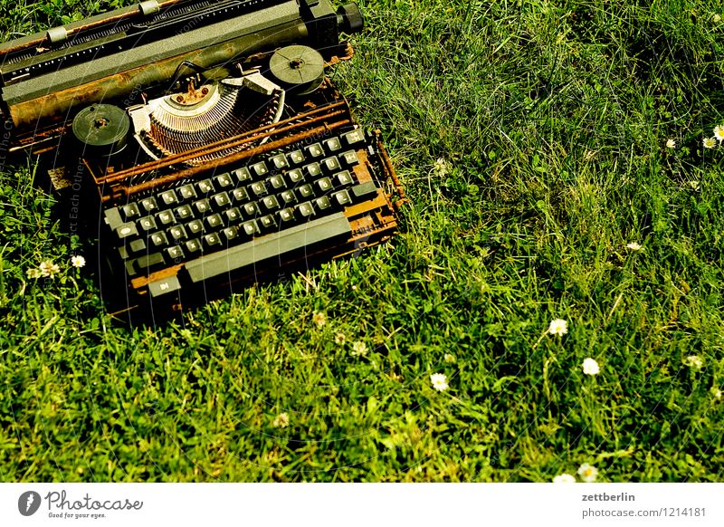 typewriter Education Letters (alphabet) Office precision engineering Grass Information Broken Communicate Latin alphabet Reading Document Media Write