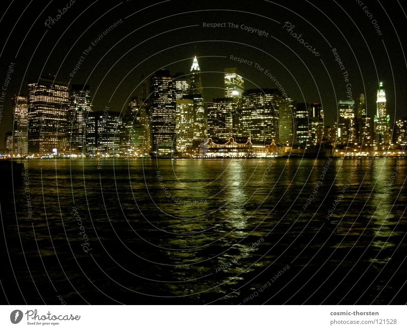 Manhattan at night #1 New York City Night High-rise East River Brooklyn Long exposure Skyline Water
