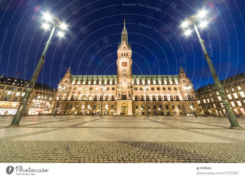 Hamburg City Hall Town Port City Downtown Deserted City hall Manmade structures Building Architecture Tourist Attraction Large Bright Colour photo Exterior shot