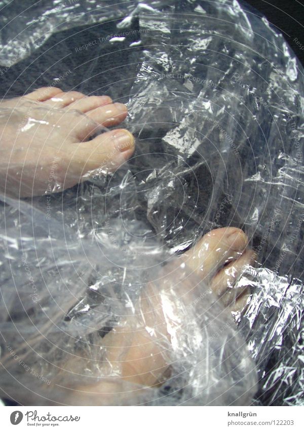 crumpled Packing film Packaging material Transparent Toes Obscure Feet Packaged Bright Pallid Barefoot