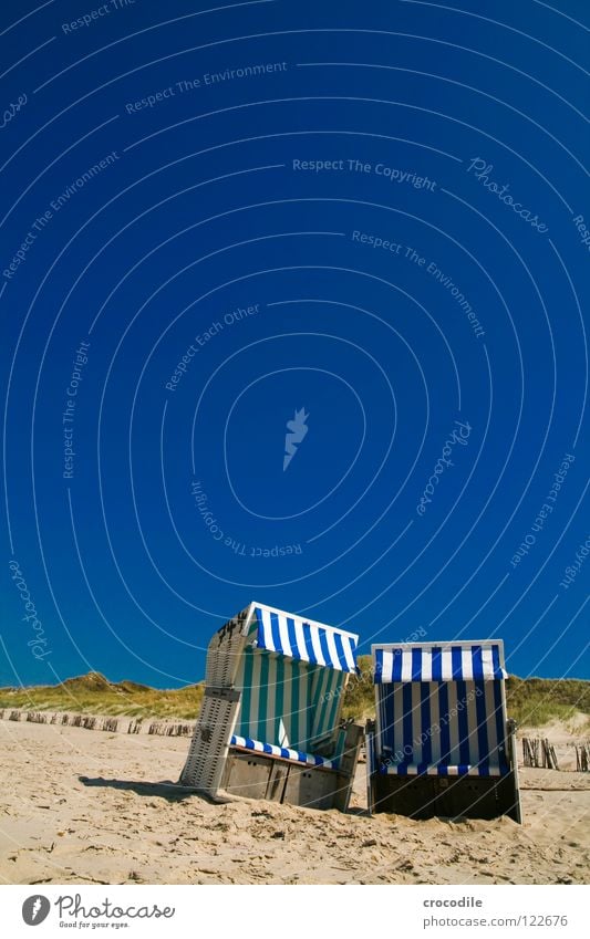 beach chair duo Beach Ocean Sylt Wood Clouds Growth Overgrown White Green Physics Hot Vacation & Travel Weather protection Stripe Striped Summer Sky Sand