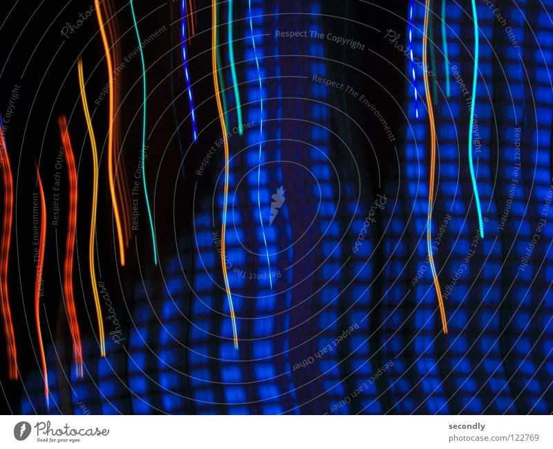 squares and stripes Light Structures and shapes Black Multicoloured Square Long exposure Art Culture Line Blue