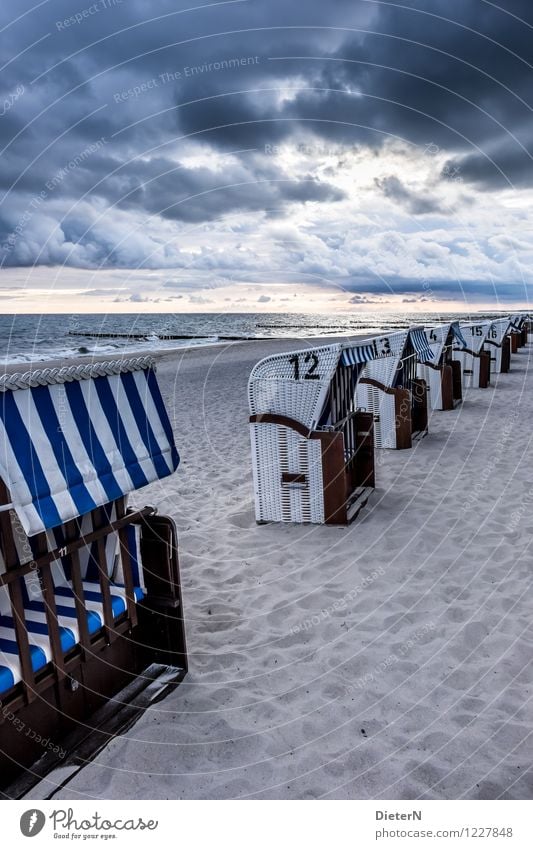 In the morning Environment Landscape Sand Sky Clouds Storm clouds Sunrise Sunset Summer Climate Weather Wind Gale Waves Coast Baltic Sea Ocean Blue Black White