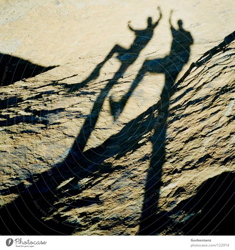 puppet shadow Fidget Wave Turkey Cappadocia Duet Man Joy Stone Minerals Shadow Human being Silhouette Jumping jack