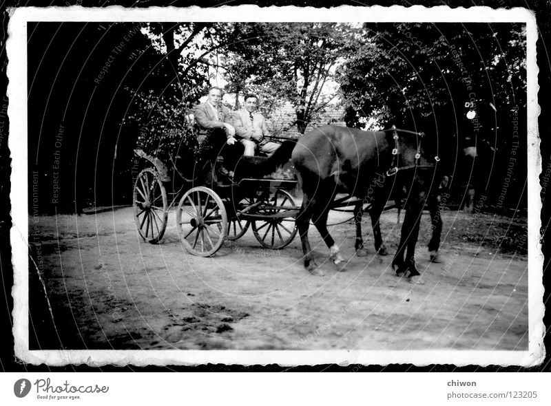 carless class Horse-drawn carriage Black White Village Carriage Wheels Transport Means of transport Highway Things no fine dust particles Old Scan