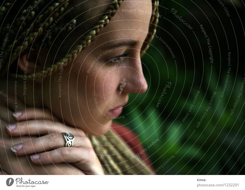 . Feminine Woman Adults 1 Human being Park Ring Blonde Long-haired Dreadlocks Observe Think Relaxation Looking Dream Beautiful Emotions Moody Contentment