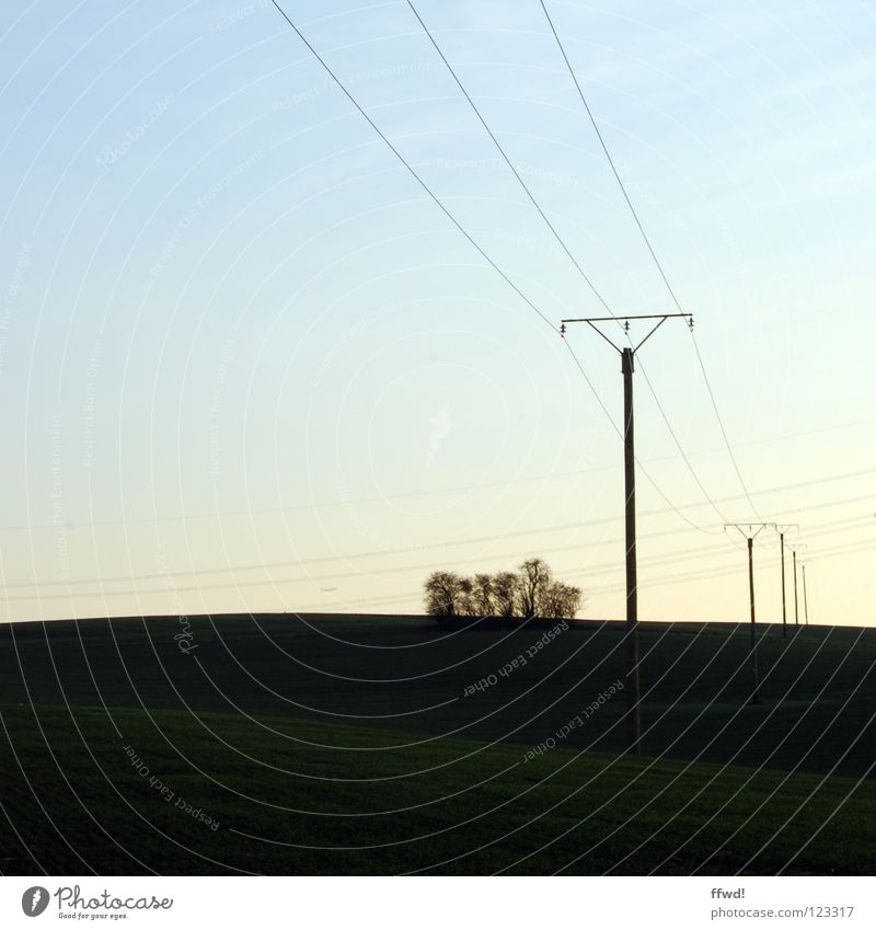 voltage Field Electricity Electricity pylon Electrical equipment Technology Cable Transmission lines Landscape Nature Perspective
