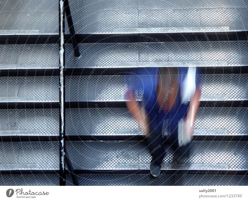 speed control Masculine Young man Youth (Young adults) 1 Human being Staircase (Hallway) Banister Movement Going Walking Running Speed Stress Resolve Downward