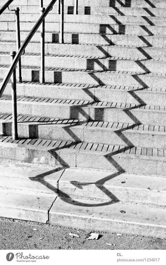 levels Beautiful weather Stairs Banister Sharp-edged Perspective Lanes & trails Upward Zigzag Black & white photo Exterior shot Abstract Pattern Deserted Day