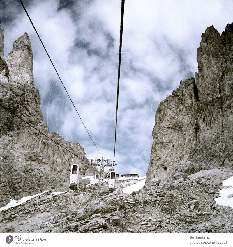 Elevator to heaven Langkofel Alpine South Tyrol Gravel Top terminal Hiking Italy Federal State of Tyrol Mountain Sky nick langkofelscharte Alps cloud stone