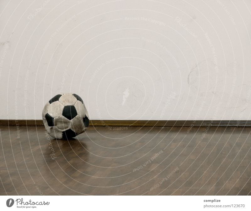 the ball is round? Empty Parquet floor Flat (apartment) Round Sharp-edged Broken Wall (building) Footprint Ball Air out eumel Old Corner Deserted Foot ball