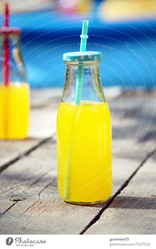 Delicious refreshment! Beverage Cold drink Lemonade Orange juice Bottle Glass Glassbottle Lifestyle Joy Leisure and hobbies Vacation & Travel Summer vacation