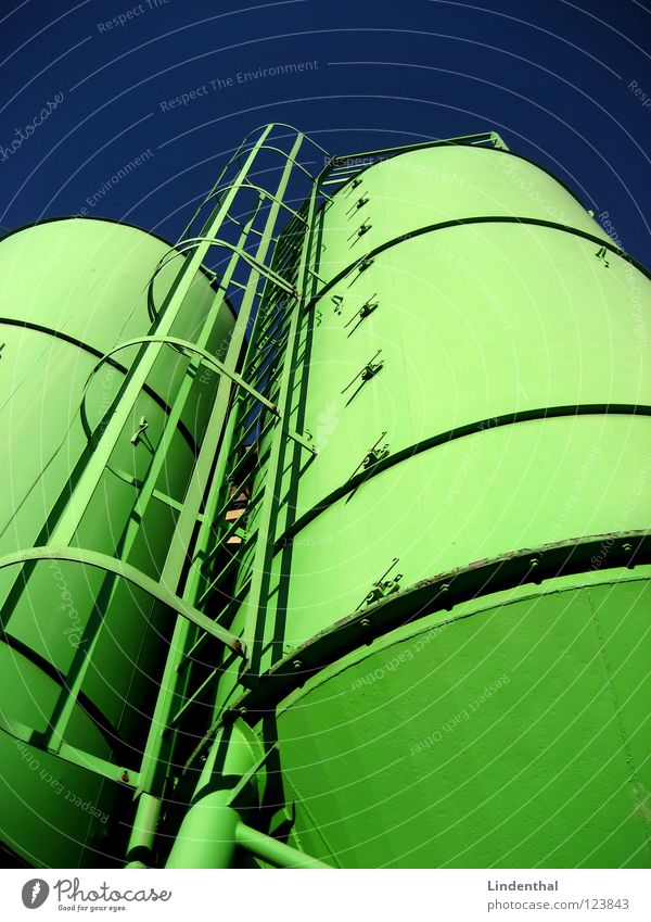 silos Silo Green Lime Industry Attic Blue Sky Ladder Grain Sand Storage