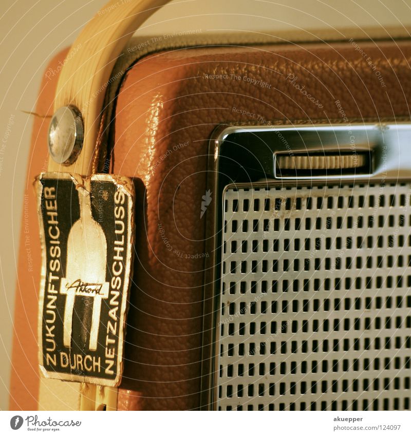 dreams of the future Future Retro Electrical equipment Music Leather Volume Loudspeaker Door handle Carry handle Brown Old-school Junk Radio (broadcasting)