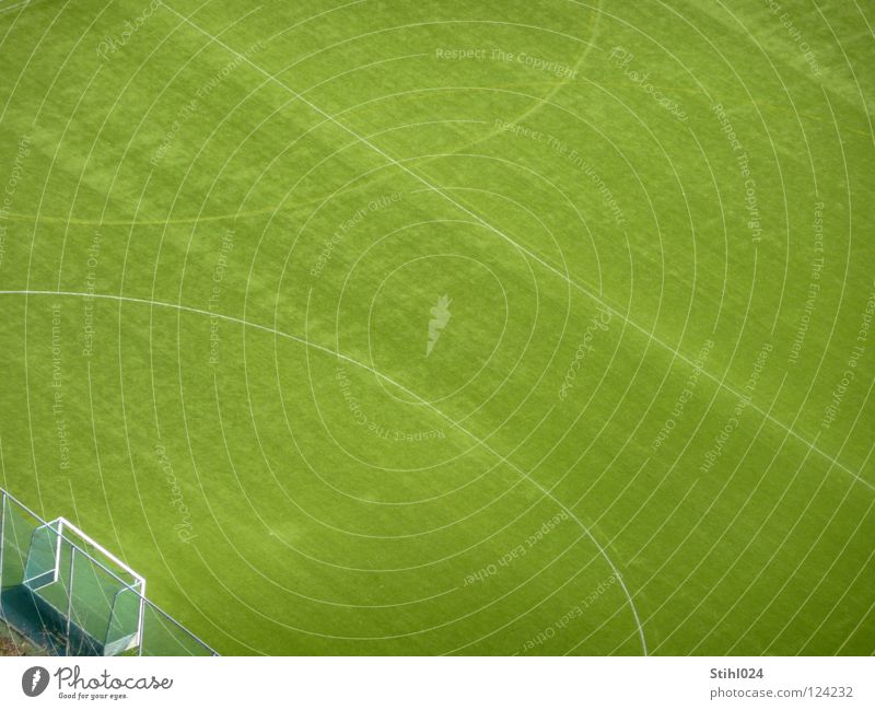 place there! Sporting grounds Football pitch Places Meadow Grass Soccer Goal Center line Penalty kick Penalty area Break Green Groomed Bird's-eye view Fence