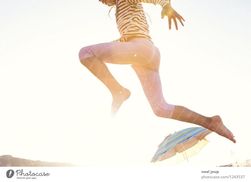 Jump for Joy -I- Girl 3 - 8 years Child Infancy Summer Beautiful weather Beach Portugal Movement Flying Romp Happiness Happy Joie de vivre (Vitality)