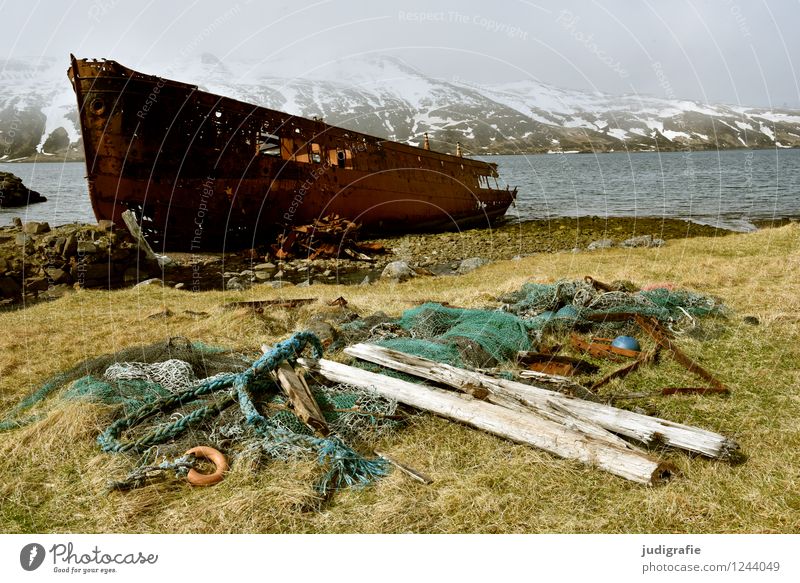 Iceland Environment Nature Landscape Climate Coast Fjord Ocean Djupavik Village Navigation Wreck Old Exceptional Cold Maritime Wild Moody Loneliness Past