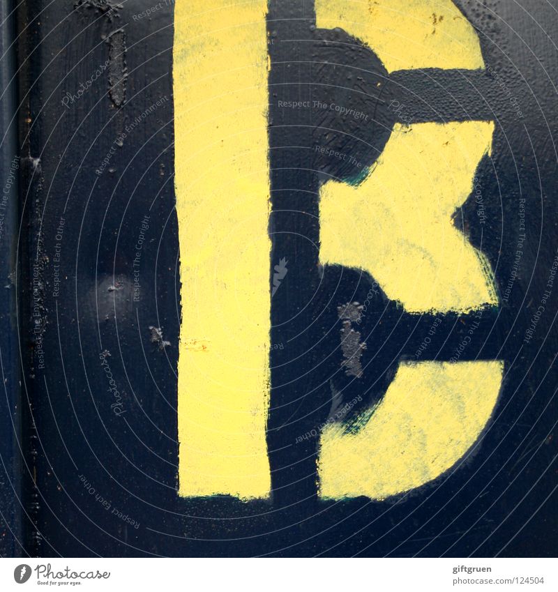 B Letters (alphabet) Lettering Typography Latin alphabet Yellow Characters Industry Graffiti Mural painting alphabetical Signs and labeling who says a