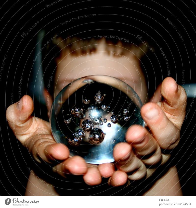 Looking to the future Sphere Round Heavy Fragile Transparent Bubble Air Small Hover Enclosed Glass Hand To hold on Children`s hand Fingers Fingernail