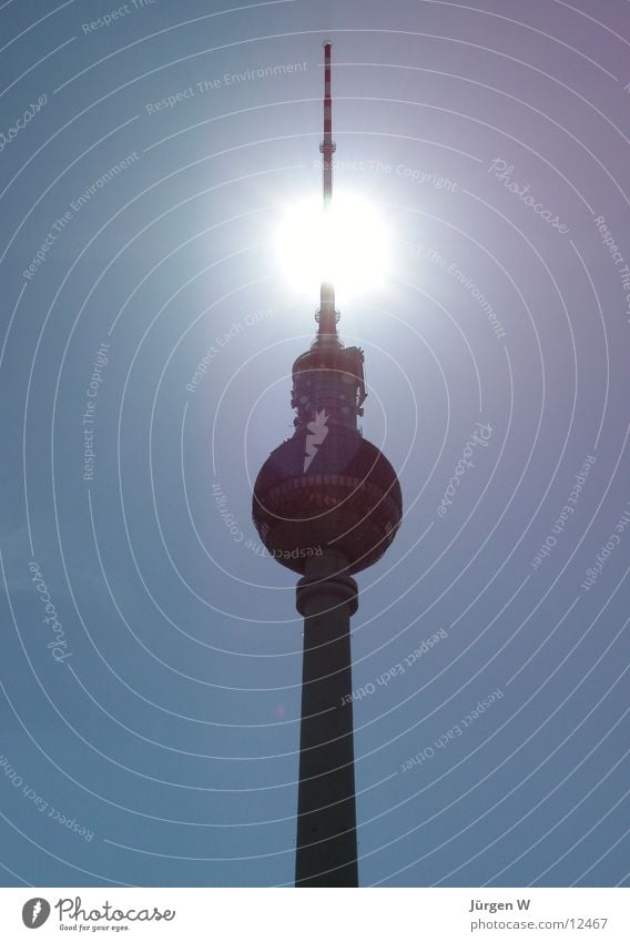radiant Back-light Antenna Sky Architecture Berlin Berlin TV Tower Blue Sun Tall Capital city radio tower back light capital high