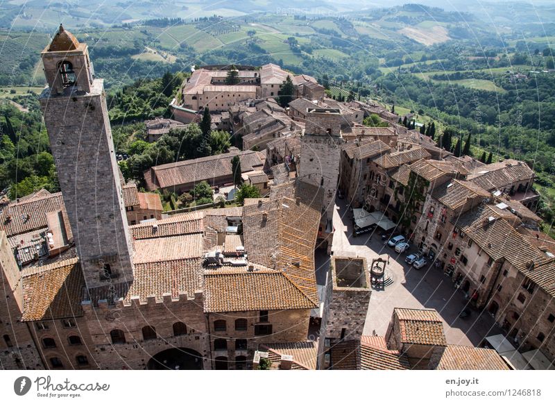 San Gimignano Vacation & Travel Tourism Trip Far-off places Sightseeing City trip Summer Summer vacation Environment Landscape Field Forest Tuscany Italy