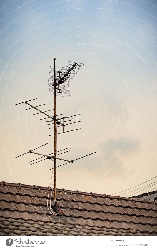 Reception... House (Residential Structure) Building Roof Antenna Old Tall Advancement Ready to receive Receive Cable TV set Radio (device) Analog Terrestrial