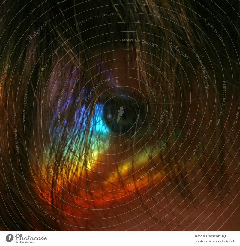 rainbow Multicoloured Rainbow Yellow Red Strand of hair Masculine Pupil Brown Blonde Stripe Bodypainting Light Calm Relaxation Prism Youth (Young adults) Power