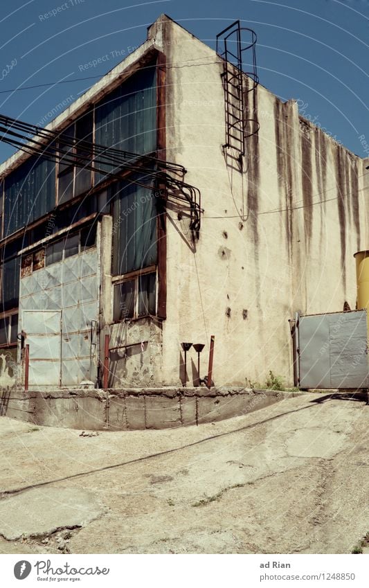 Dying World Work and employment Craftsperson Workplace Factory Industry Cloudless sky Beautiful weather Industrial plant Ruin Gate Manmade structures Building