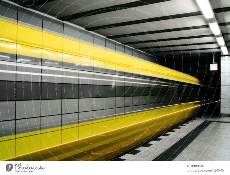 Please note the gap between train and platform edge! Underground Town Railroad Yellow Driving Speed Subsoil Transport Arrival Tunnel Berlin Capital city