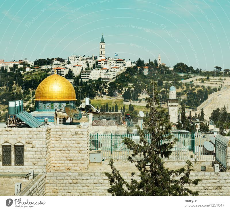 View of the Dome of the Rock in Jerusalem Vacation & Travel Tourism Far-off places Freedom Work of art Culture West Jerusalem Dome of the rock The Wailing wall