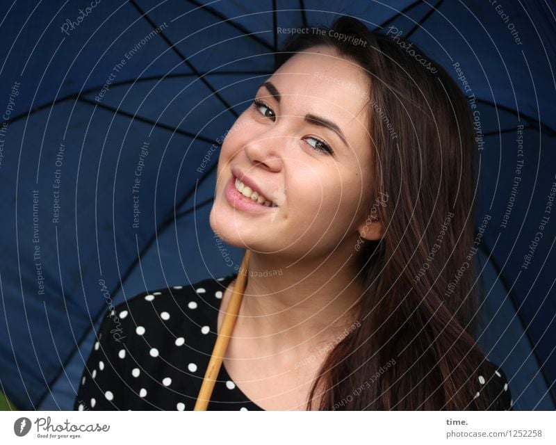 Yuliya Feminine Woman Adults 1 Human being Dress Umbrella Brunette Long-haired Observe Relaxation To enjoy Smiling Looking Astute Beautiful Joy Happiness