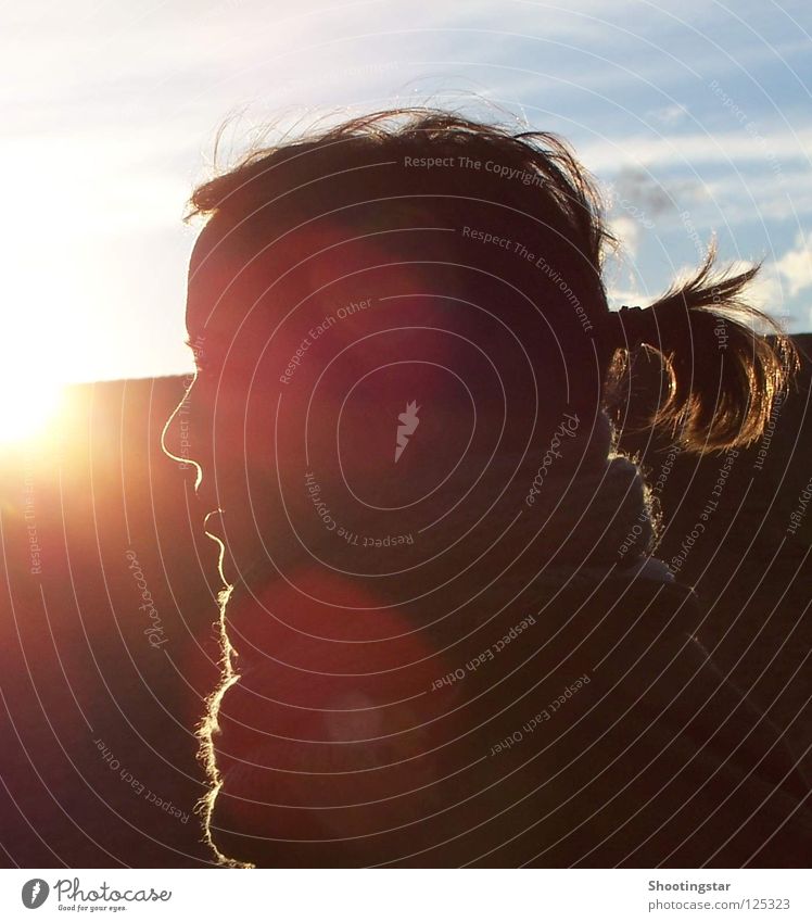 shine Silhouette Lighting Sunset Glittering Back-light Physics To enjoy Woman Face Light (Natural Phenomenon) toward the light Warmth