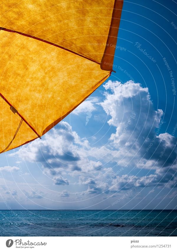 parasol Swimming & Bathing Vacation & Travel Far-off places Freedom Summer Summer vacation Sun Sunbathing Beach Ocean Nature Water Sky Clouds Sunlight North Sea