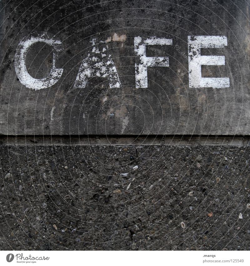 CAFE Wall (building) Facade Gray Letters (alphabet) Typography Café Word To enjoy Caffeine Cappuccino Espresso Nutrition Derelict Characters Beverage