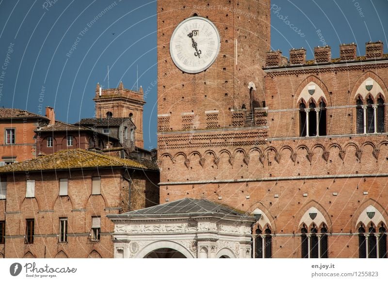 16.55 Vacation & Travel Tourism Sightseeing City trip Summer vacation Siena Tuscany Italy Town Old town Palace City hall Tower Manmade structures Building