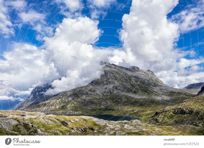 mountain Relaxation Vacation & Travel Mountain Nature Landscape Clouds Idyll Norway Møre og Romsdal destination Sky voyage Scandinavia Trollstigen Colour photo