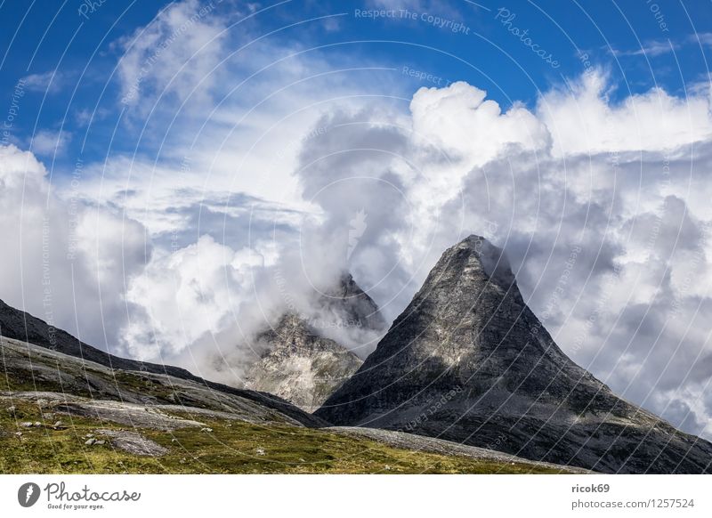 mountains Relaxation Vacation & Travel Mountain Nature Landscape Clouds Idyll Tourism Norway Møre og Romsdal destination Sky voyage Scandinavia Trollstigen