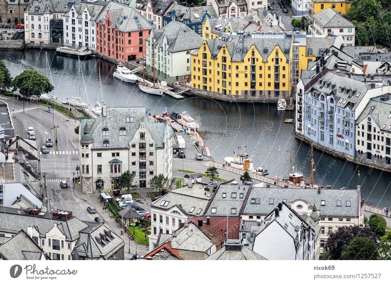 View of Ålesund Vacation & Travel House (Residential Structure) Fjord Town Downtown Harbour Building Architecture Tourism Norway Møre og Romsdal outlook voyage