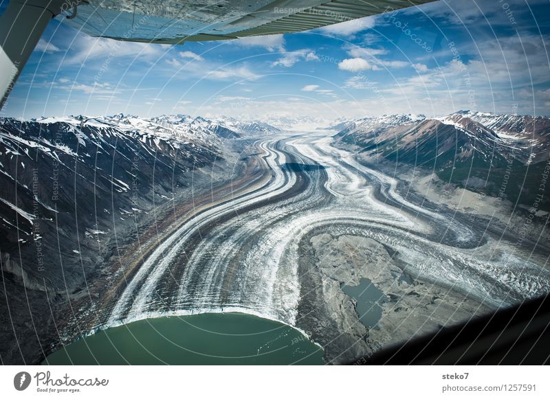 Glacier Highway III Mountain Coast In the plane Flying Esthetic Exceptional Infinity Cold Loneliness Uniqueness Symmetry Lanes & trails Far-off places