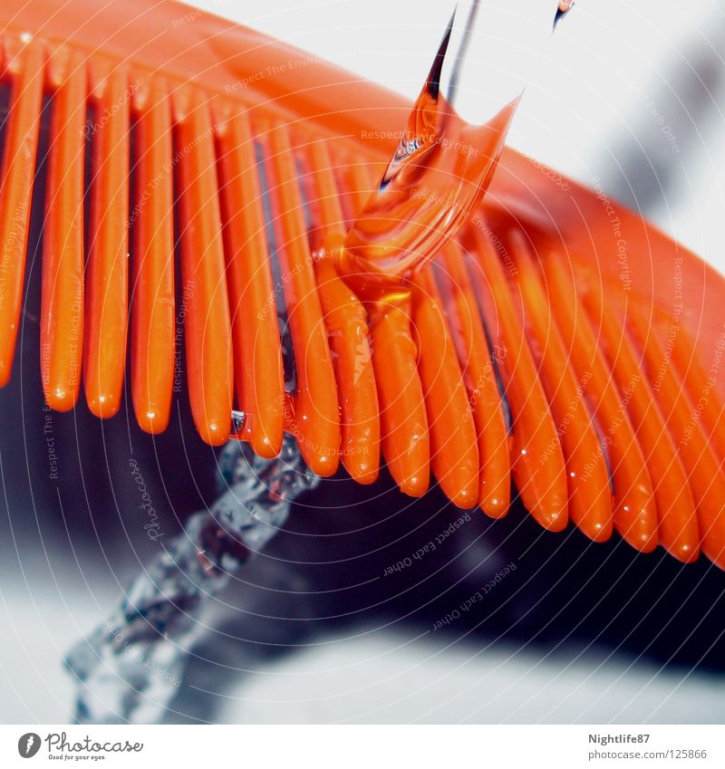 combed water Radiation Jet of water Clean Bathroom Tap Fluid Cleaning Waste of water Colour Beautiful Water Comb Orange Brush Hairdressing Drainage run