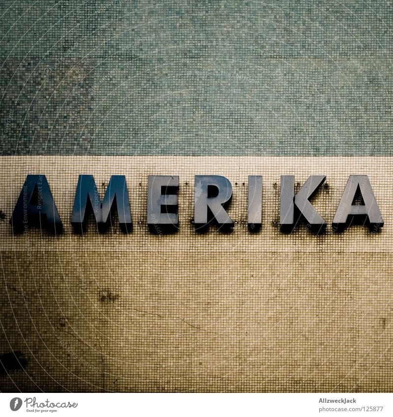i like to be in... Americas USA Continents Mosaic Wall (building) Letters (alphabet) Dirty Typography Detail Characters incontinent double continent Stone Old