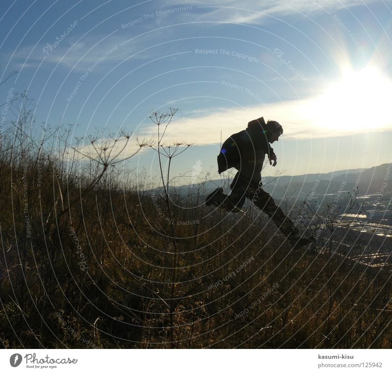 Catch me! Man Straw Clouds Speed Jump Dangerous Joy Sun Sky Walking Flying