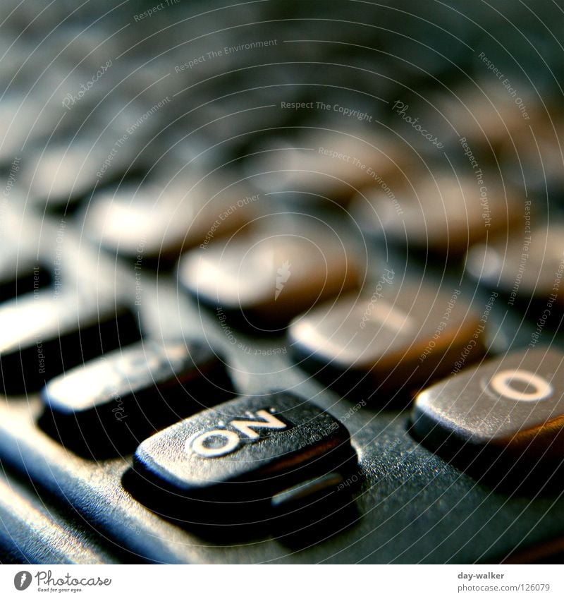 always ready Computer Pocket calculator Lettering Blur Surface Relief Macro (Extreme close-up) Close-up Electrical equipment Technology Touch On off dependably
