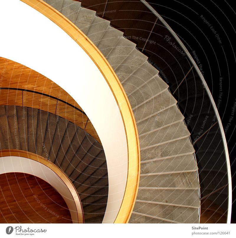 staircase Banister Interior design Round White Brown Beige Gray Architecture Stairs Aufsiteg Descent Snail