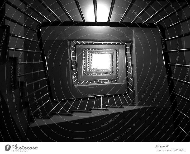 ray of hope Staircase (Hallway) Light Architecture Handrail Tall Shadow Black & white photo Above stairway stairs railing high